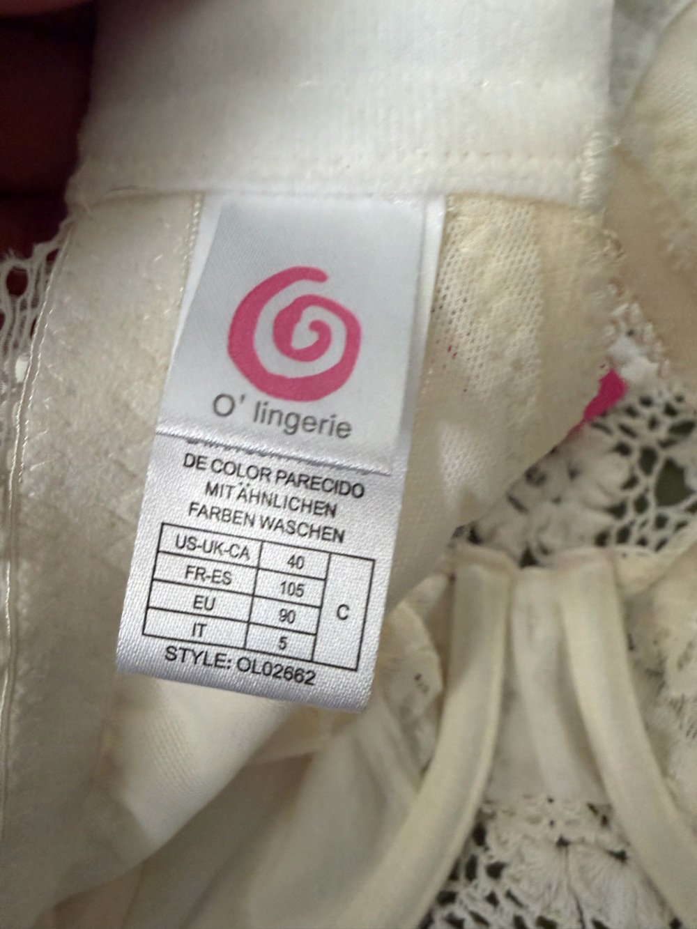 O’ Lingerie Underwire Lace Bra in Ivory Whitney 40C - Picture 4 of 12